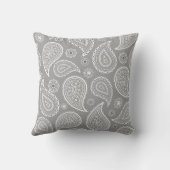 グレーの白い装飾ペイズリーの画像 クッション (裏面)