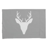 グレーの白い鹿の頭のシルエット 枕カバー (正面右)