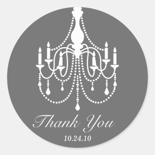 グレーの白のシャンデリア サンキュー ラウンドシール (正面)