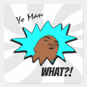 グレーの白ヨーマンマグショット漫画 スクエアシール (正面)