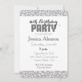 グレーの白 レオパード柄 16歳の誕生日 招待状 (正面)