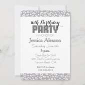 グレーの白 レパード柄 16歳の誕生日 招待状 (正面)