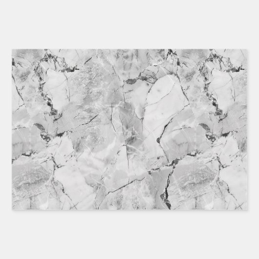 グレーの'石モザイクカスケード'大理石テクスチャラッピング ラッピングペーパーシート (正面)