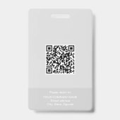 グレーの社員写真IDカードバーコード バッジ (裏面)