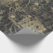 グレーの箔とゴールドのヴィンテージマップ ラッピングペーパー (角)