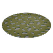 グレーの紅葉パターンが緑の背景に表示される カッティングボード (角)