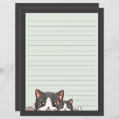 グレーの紙が並んだ2匹のグレーの子猫 (正面/裏面)