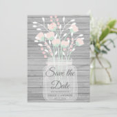 グレーの素朴木のメイスンの瓶は日付を除く 招待状 (スタンド正面)