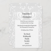 グレーの結婚ペーパーカットの写真の招待 招待状 (正面/裏面)