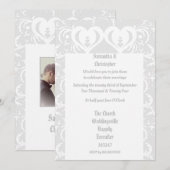 グレーの結婚ペーパーカットの写真の招待 招待状 (正面/裏面)