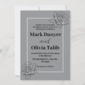 グレーの結婚式招待状 | エレガントでモダンなデザイン 招待状 (正面)