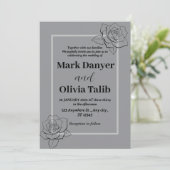 グレーの結婚式招待状 | エレガントでモダンなデザイン 招待状 (スタンド正面)