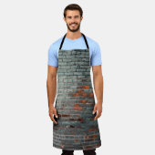 グレーの絵を描壁 エプロン (着用した状態)