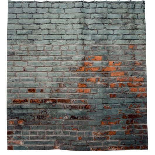 グレーの絵を描壁 シャワーカーテン (正面)