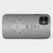 グレーの縁取りのバロック調の花柄 Case-Mate iPhoneケース (裏面(横))