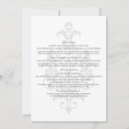 グレーの繊細なダマスク情報カード 招待状