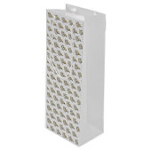 グレーの背景にかわいいコギの犬のパターン ワインギフトバッグ (正面アングル)