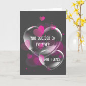 グレーの背景にウェディング ハート バブルズ カード (黄色い花)