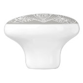 グレーの背景にエキゾチックな白の曼荼羅 セラミックノブ (側面)