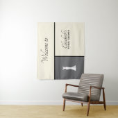 グレーの背景にエレガントな白のドレス - おしゃれなブライズシャワー タペストリー (インサイチュ)