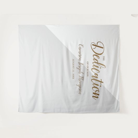 グレーの背景にゴールドの輝きを添えた、モダンでおしゃれな男の子の赤ちゃんの献堂記念撮影用背景です。 タペストリー (正面(横))