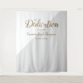 グレーの背景にゴールドの輝きを添えた、モダンでおしゃれな赤ちゃん男の子の献堂式用背景 タペストリー (正面)