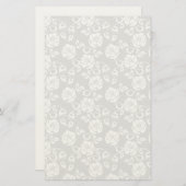 グレーの背景に白いレースのパターン 便箋 (正面/裏面)