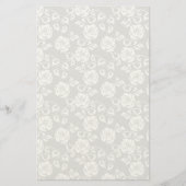 グレーの背景に白いレースのパターン 便箋 (正面)