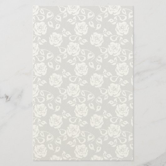 グレーの背景に白いレースのパターン 便箋 (正面)