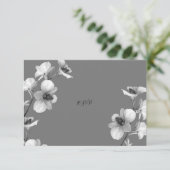 グレーの背景に白い蘭のRSVPカード 出欠カード (スタンド正面)