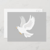 グレーの背景に白い鳩 ポストカード (正面/裏面)