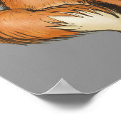 グレーの背景に赤いキツネ ポスター (角)