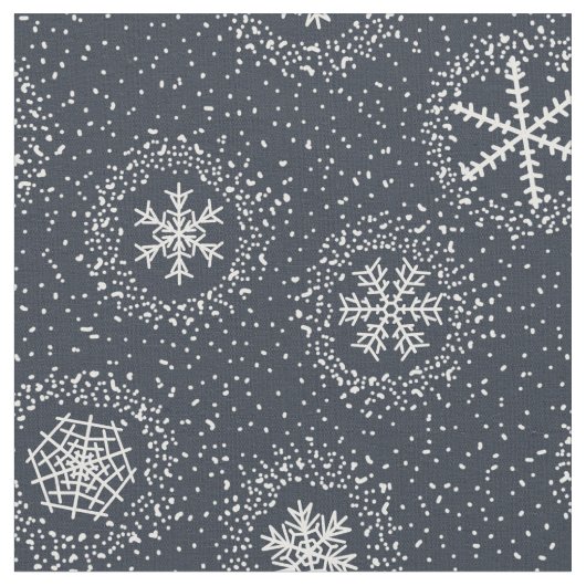グレーの背景に雪片パターン ファブリック (クローズアップ)