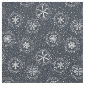 グレーの背景に雪片パターン ファブリック (見本)