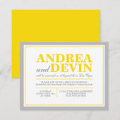 グレーの背景に黄色の文字 ウェディング レセプションのみの招待状 招待状 (正面/裏面)