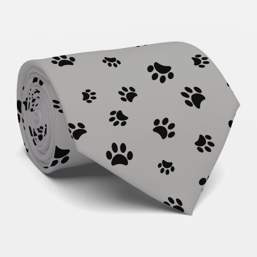 グレーの背景に黒い手でパターンを印刷 ネクタイ (ロール)