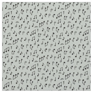 グレーの背景に黒の音楽ノート ファブリック