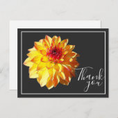 グレーの背景のイエロー レッド ダリア 感謝 ポストカード (正面/裏面)