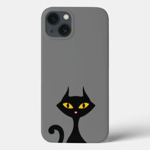 グレーの背景を持つ黒い子ネコ iPhone 13ケース
