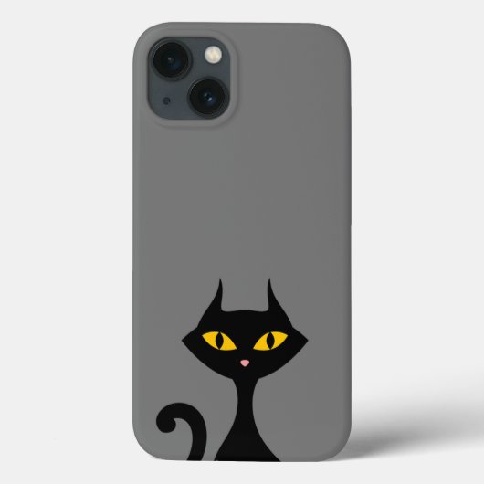 グレーの背景を持つ黒い子ネコ Case-Mate iPhoneケース (裏面)