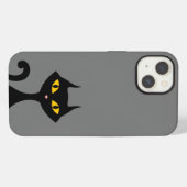 グレーの背景を持つ黒い子ネコ iPhoneケース (裏面横)