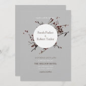 グレーの背景結婚式招待状 招待状 (正面/裏面)