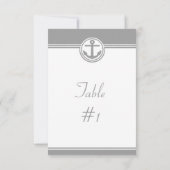 グレーの航海アンカー受付テーブルカード 招待状 (裏面)