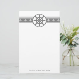 グレーの船舶用車輪用パーソナライズされた文具 便箋