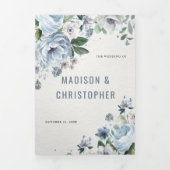 グレーの色合いとダスティーブルーの冬のウェディング 三つ折り案内状 (カバー)