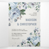 グレーの色合いとダスティーブルーの冬のウェディング 三つ折り案内状 (内部中)