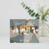 グレーの色合いとブロンズモダンの結婚式の日付を保存 (スタンド正面)