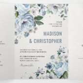 グレーの色合いのダスティーブルーの冬のウェディング 三つ折り案内状 (内部中)