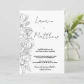 グレーの花のアート結婚式招待状 招待状 (スタンド正面)