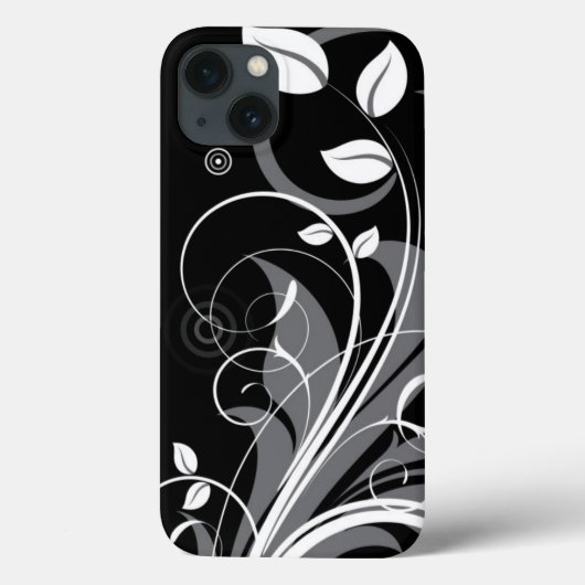 グレーの花のパターン(黒) Case-Mate iPhoneケース (裏面)